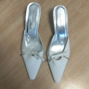 White dressy mules